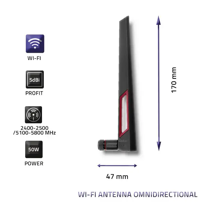 Qoltec Wi-Fi 2.4 / 5GHz antenna omnidirectional | 5dBi