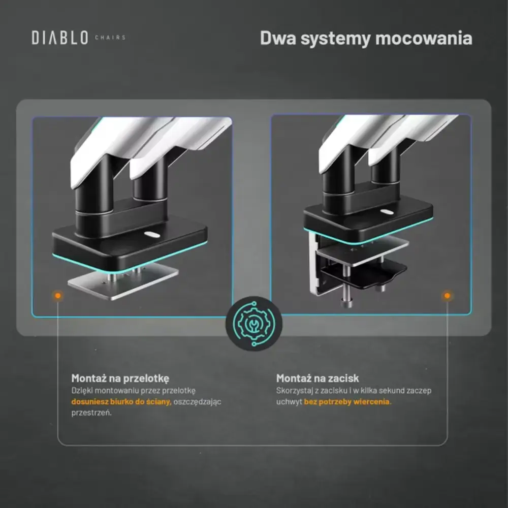 Diablo RGB X-Arm Dual 35" Dual Monitor Mount white and black