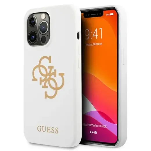 Guess GUHCP13LLS4GGWH iPhone 13 Pro | 13 6,1" biały|white hard case Silicone 4G Logo