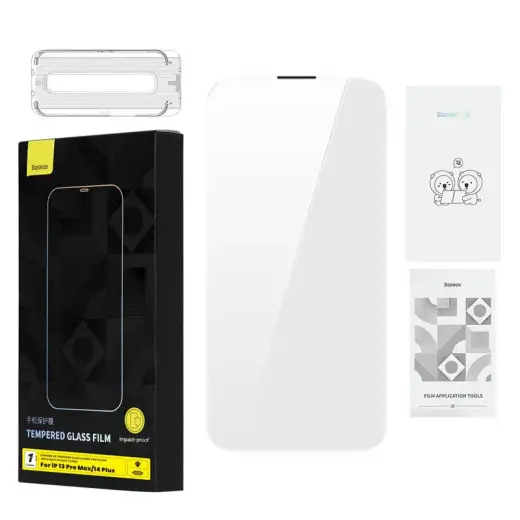 Baseus kaitseklaas telefonile iPhone 13 Pro Max | iPhone 14 Plus koos puhastuskomplektiga