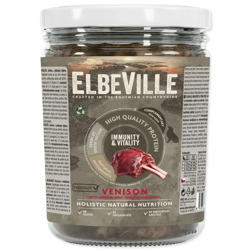 Elbeville Dog Immunity & Vitality venison with added rosehip, oregano and nettle, 440 ml