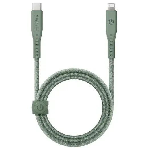 ENERGEA Flow datu pārraides un uzlādes vads | MFI | USB-C uz Lightning | 60W | 1.5m | zaļš