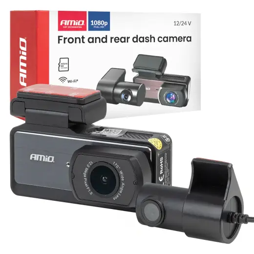 Front and rear dash camera 1K WLAN 256 GB WIFI Full HD AMIO-04799