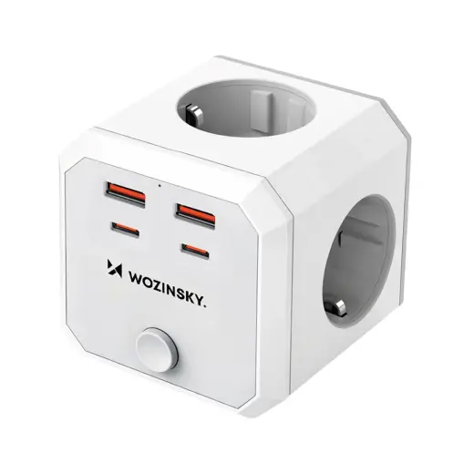 Wozinsky WKZ-4B Power Cube 4x AC 2x USB-A 2x USB-C PD 20 W 4000 W - White