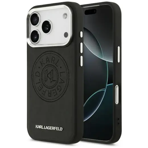 Karl Lagerfeld Point & Metal Logo MagSafe Case for iPhone 17 Pro Max Black
