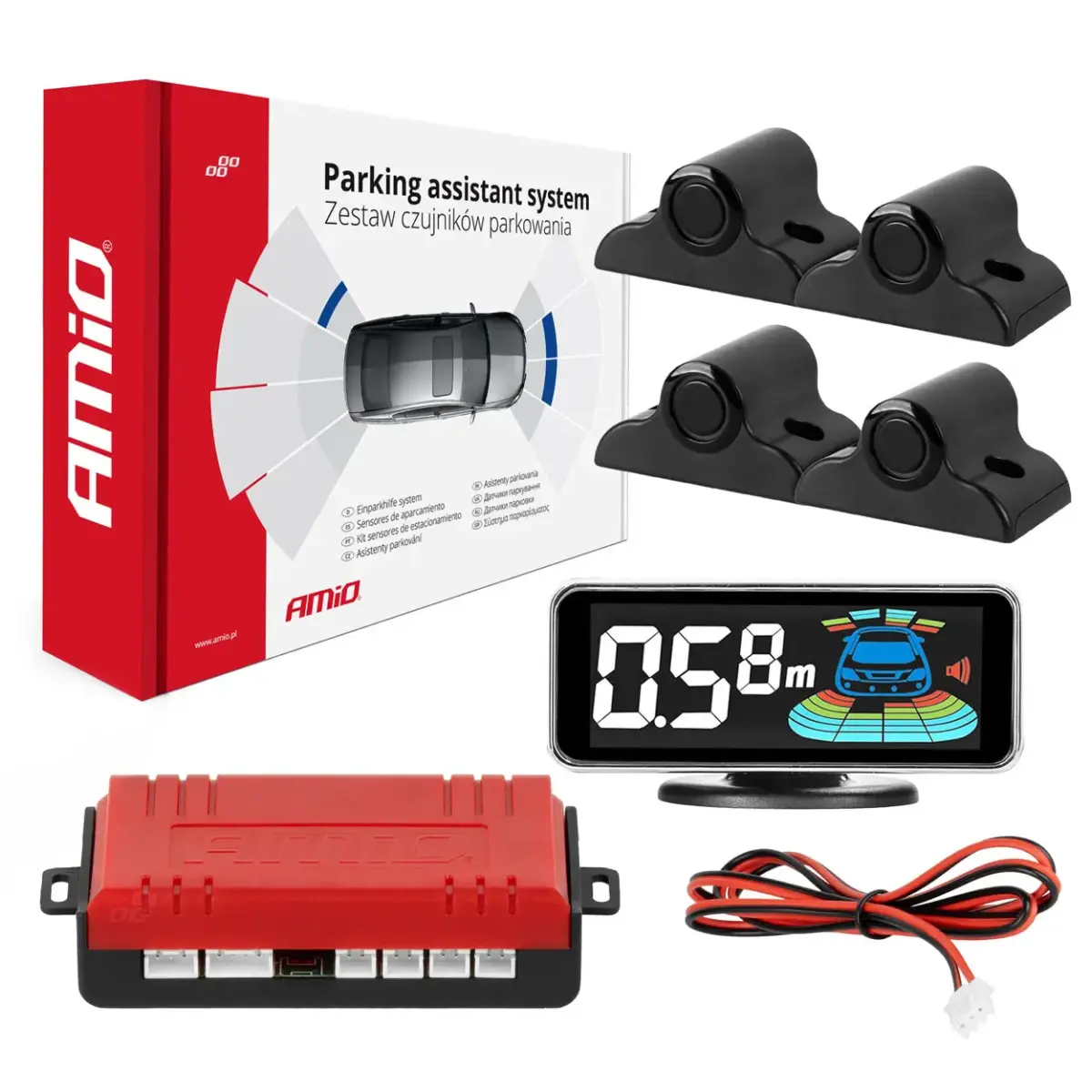 Parking assistant system LED-GRAF 3D 4 sensor black TRUCK 19mm