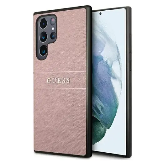 Guess PU Leather Saffiano Case for Samsung Galaxy S22 Ultra Pink