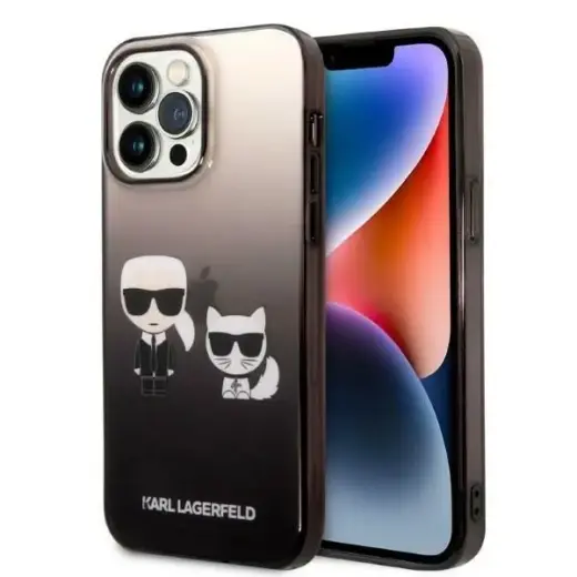Karl Lagerfeld Gradient Ikonik Karl & Choupette чехол для телефона для iPhone 14 Pro Max черный
