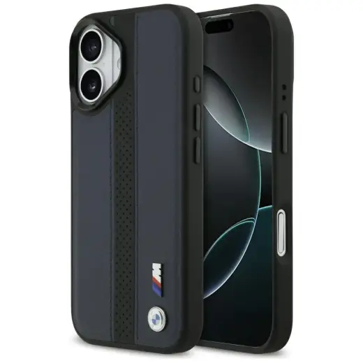 Case BMW M Perforated Stripe Logo MagSafe for iPhone 17 navy blue