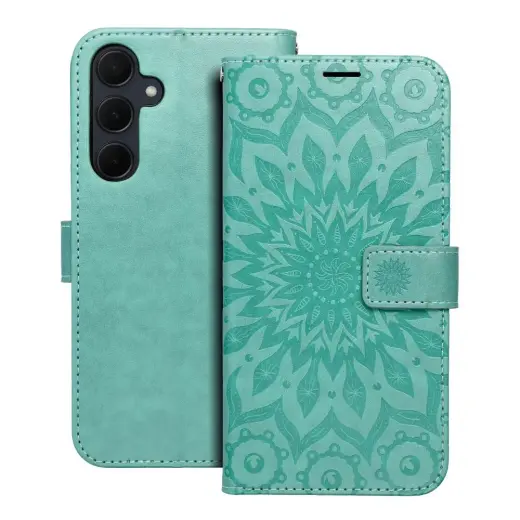 MEZZO mandala grāmatveida maciņš telefonam Samsung Galaxy A35 5G (A356) zaļš