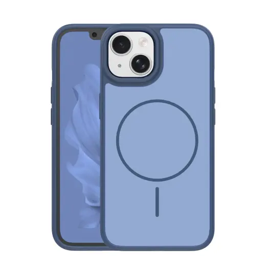Frame Thin Mag phone case with MagSafe support for iPhone 15 blue