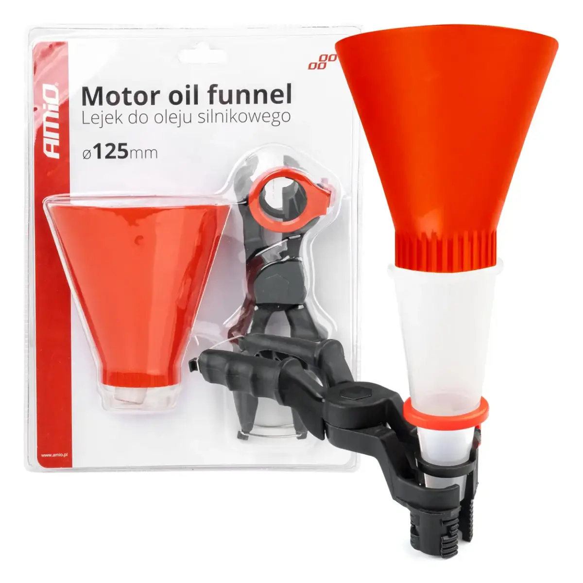 Motor oil funnel with holder 125mm AMIO-03278