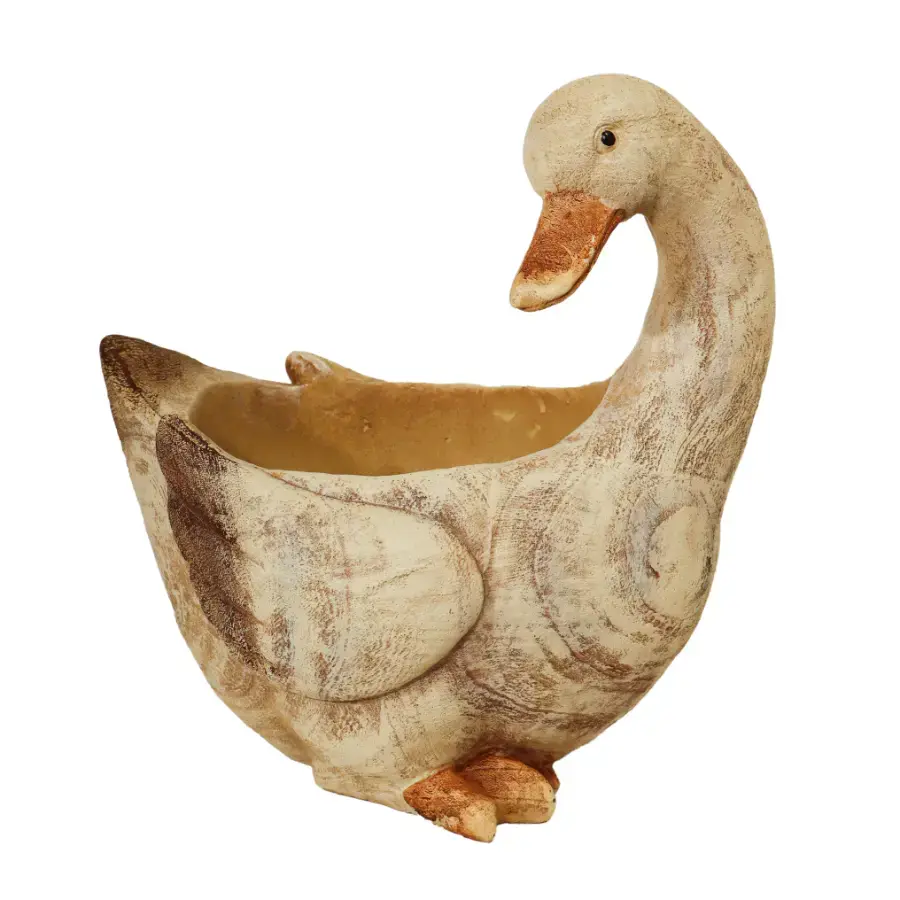 BESK Garden decor Duck 29x20x30cm, with pot