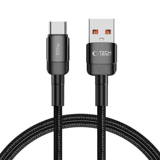 Tech-Protect UltraBoost Evo datu pārraides un uzlādes vads | USB-C uz USB-C | 100W | 1m | melns