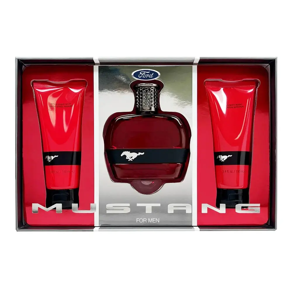 Set Ford: Mustang Red, Eau De Toilette, For Men, 100 ml + Mustang Red, After-Shave Balm, 100 ml + Mustang Red, Cleansing, Shower Gel, For All Skin Types, 100 ml