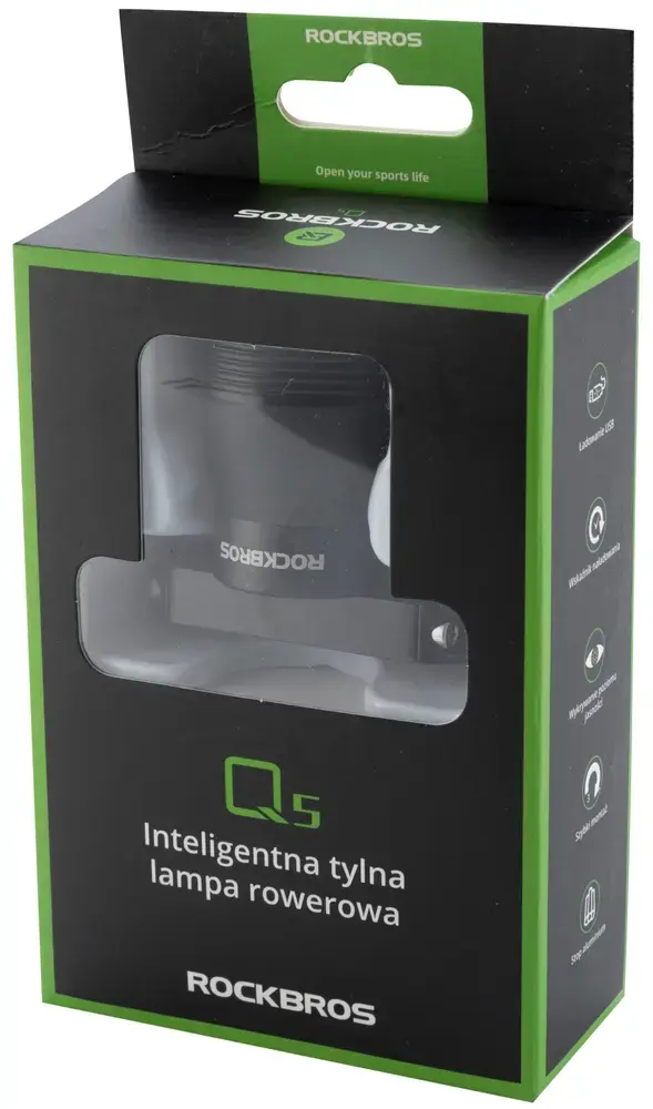 Rockbros Q5 Rear Bike Light with Intelligent Stop System - Black