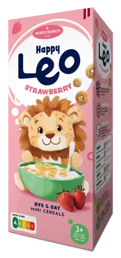 Happy Leo rudzu un auzu pārslas ar zemenēm, 150g