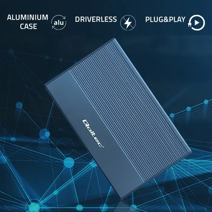 Qoltec Aluminium Enclosure | SSD HDD 2.5'' drive | SATA | USB 3.0 | Super speed 5Gb/s | 2TB | Blue