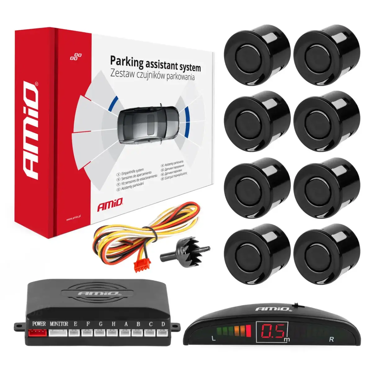 Parking assistant system LED 8 sensor black