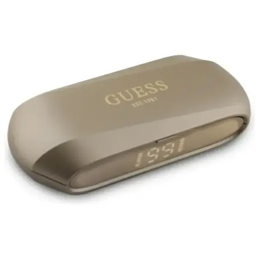 Guess słuchawki Bluetooth GUTWSC2MCDSD    TWS + stacja dokująca złoty|gold Elongated Metalic Printed Logo