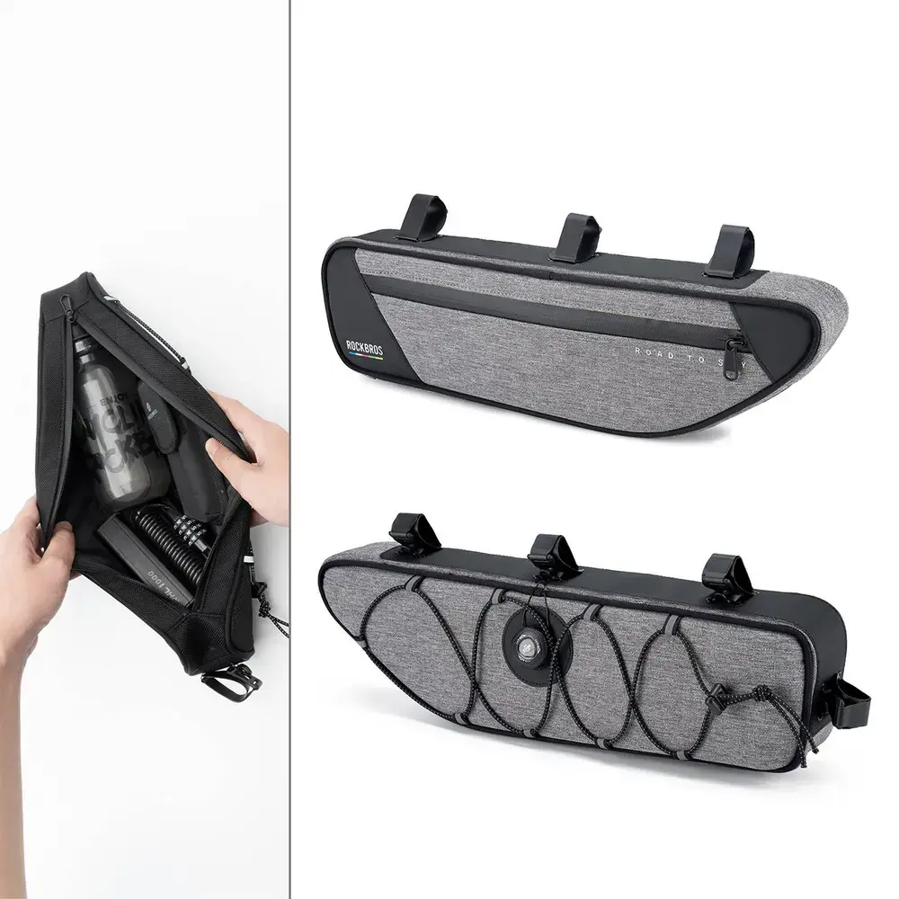 Torba pod ramę 2L Rockbros TL003 ROAD TO SKY wodoodporna – szara