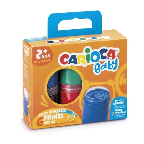 Pirkstiņkrāsu komplekts bērniem CARIOCA BABY, 6 krāsas x 80 ml