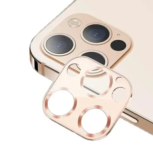 USAMS Camera Lens Glass iPhone 12 Pro Max metal złoty|gold BH707JTT03 (US-BH707)