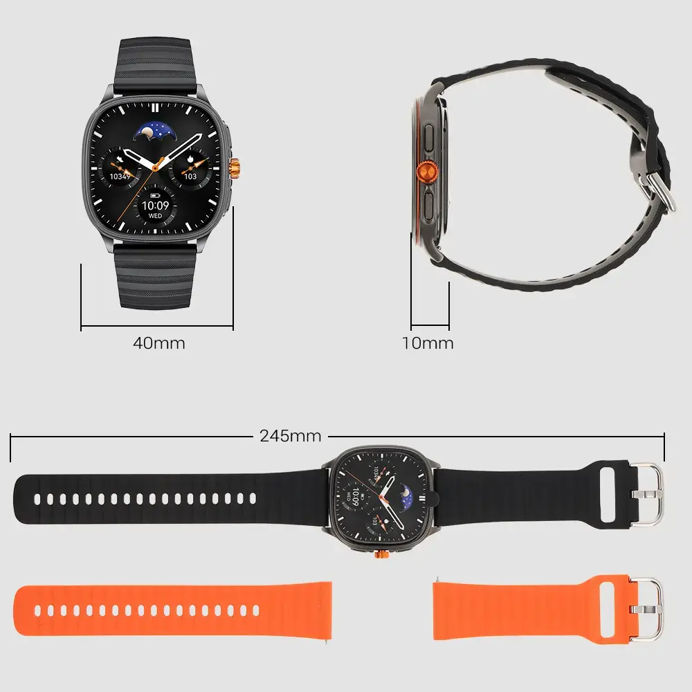 Blavec Smartwatch U-01 Mohito HD AMOLED Voice Call (SWU01-B) czarny + 1 pasek
