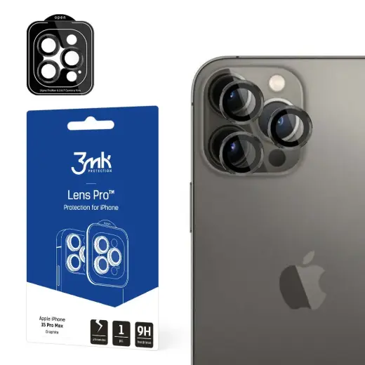 Apple iPhone 15 Pro Max - 3mk Lens Protection Pro Graphite screen protector