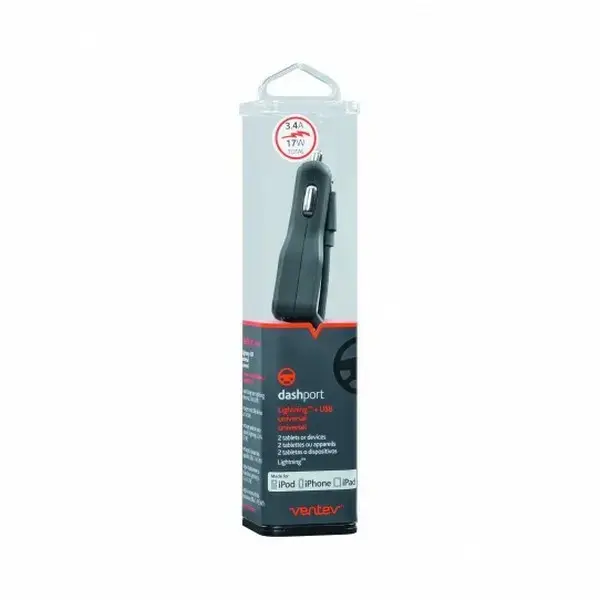 Ventev r2340c 29429 automašīnas lādētājs | 17W | USB-A, Lightning | ar Lightning vadu komplektā | melns
