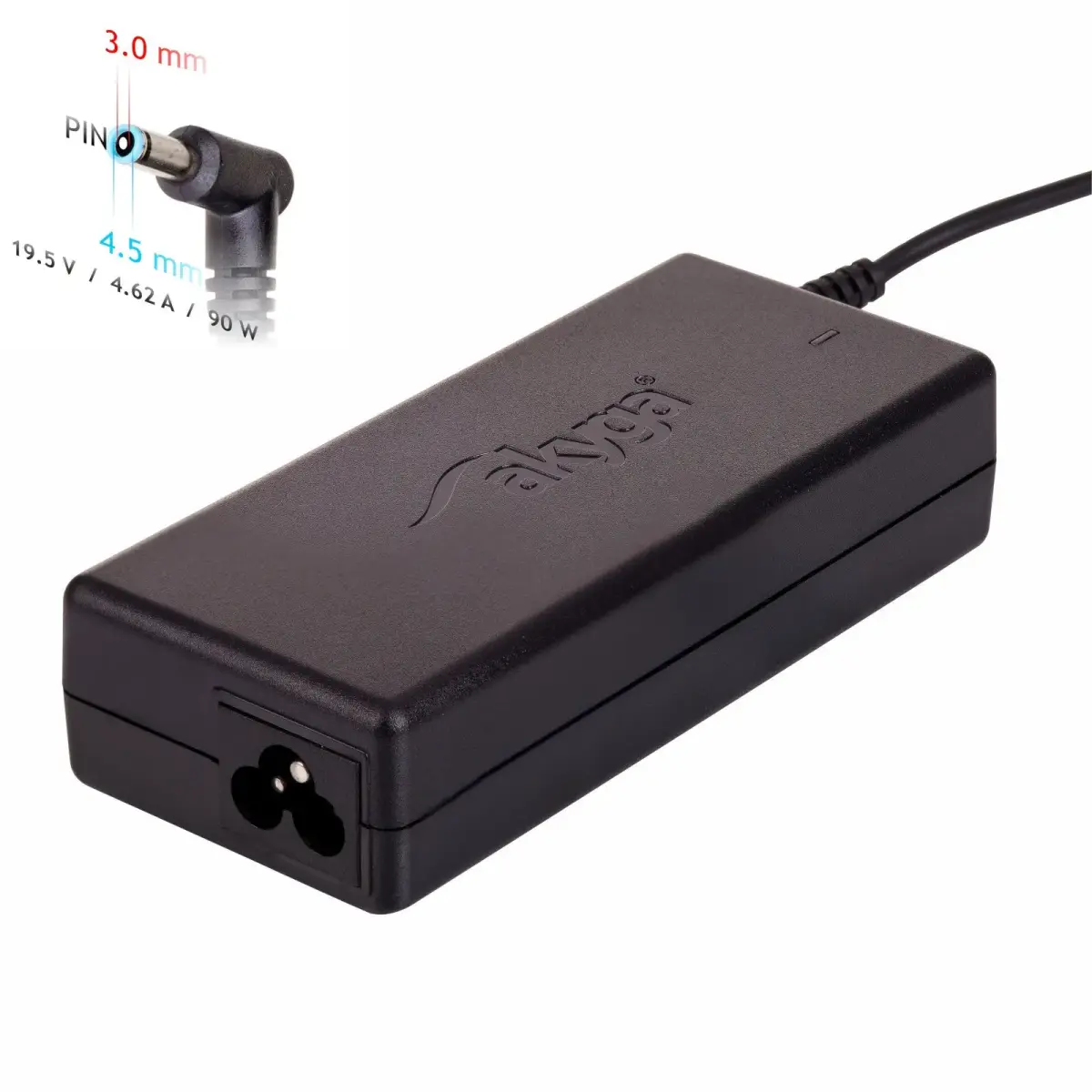 Notebook power supply Akyga AK-ND-26 19.5V | 4.62A 90W 4.5 x 3.0 mm + pin HP 1.2m