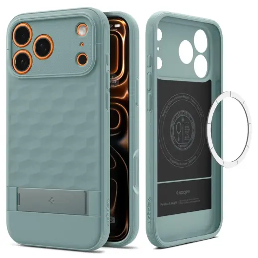 Spigen Parallax "S" чехол с подставкой и поддержкой MagSafe для телефона Apple iPhone 17 Pro Max зеленый