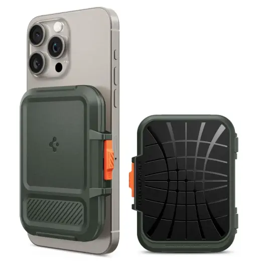 SPIGEN LOCK FIT MAGSAFE UNIVERSAL MAGNETIC CARD HOLDER MILITARY GREEN