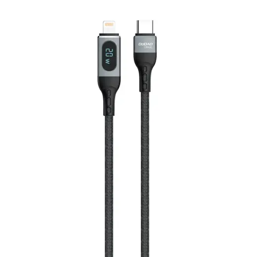 Dudao L7MaxL data transfer and charging cable | USB-C to Lightning | 20W | with LED display | 1m | black