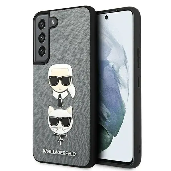 Karl Lagerfeld Saffiano K&C Heads Case for Samsung Galaxy S22+ Silver