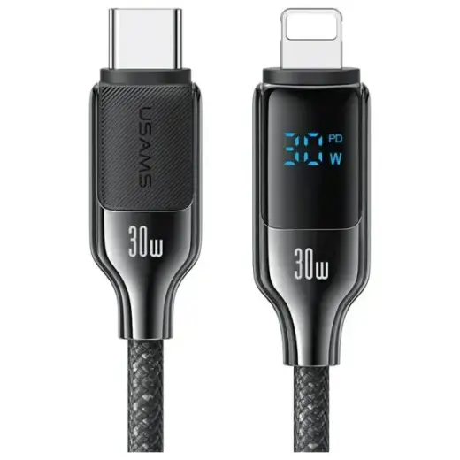 USAMS HX Series SJ741USB01 провод для передачи данных и зарядки | USB-C на Lightning | 30W | с LED дисплеем | 1.2m