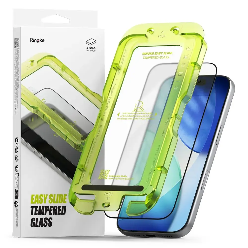 Ringke Easy Slide 2-pack tempered glass for iPhone 17 Pro Max - black