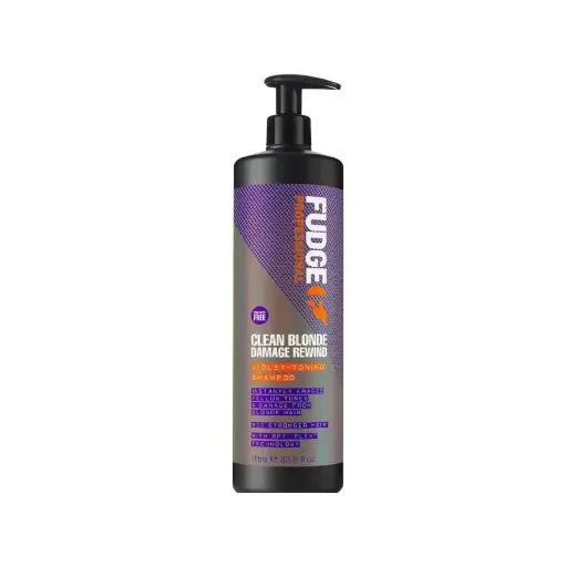 FUDGE Clean Blonde Damage Rewind Purple Violet Toning & Repair Shampoo 1000ml in Clear