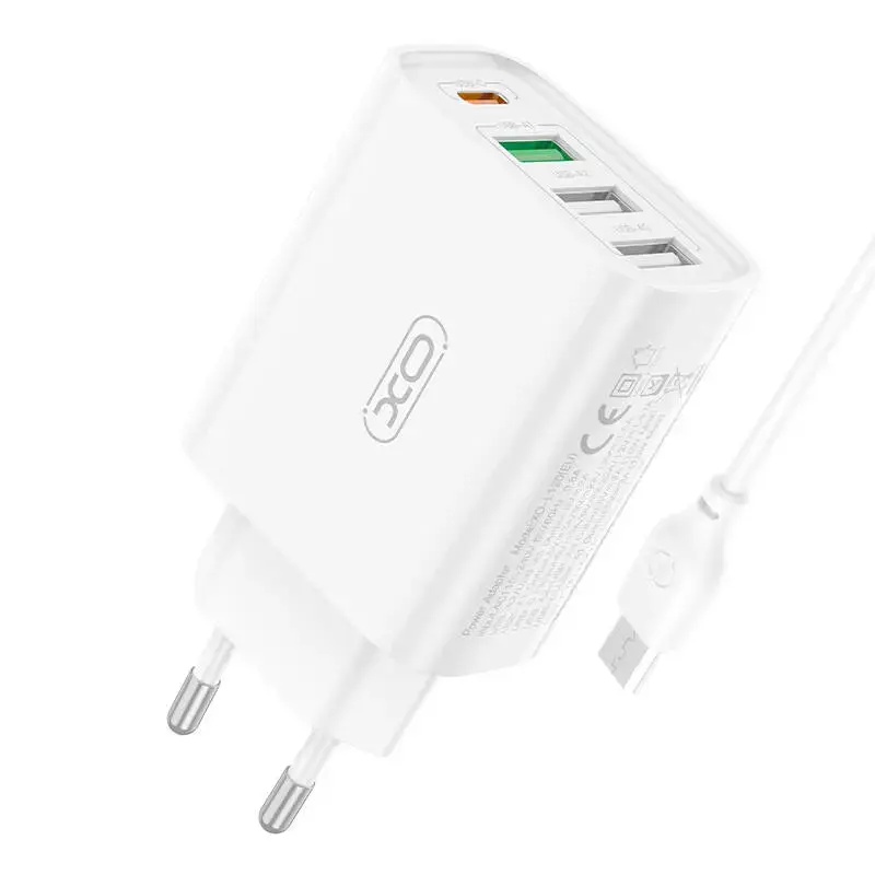 Wall charger XO L120 3x USB, 1x USB-C, 18W (white)