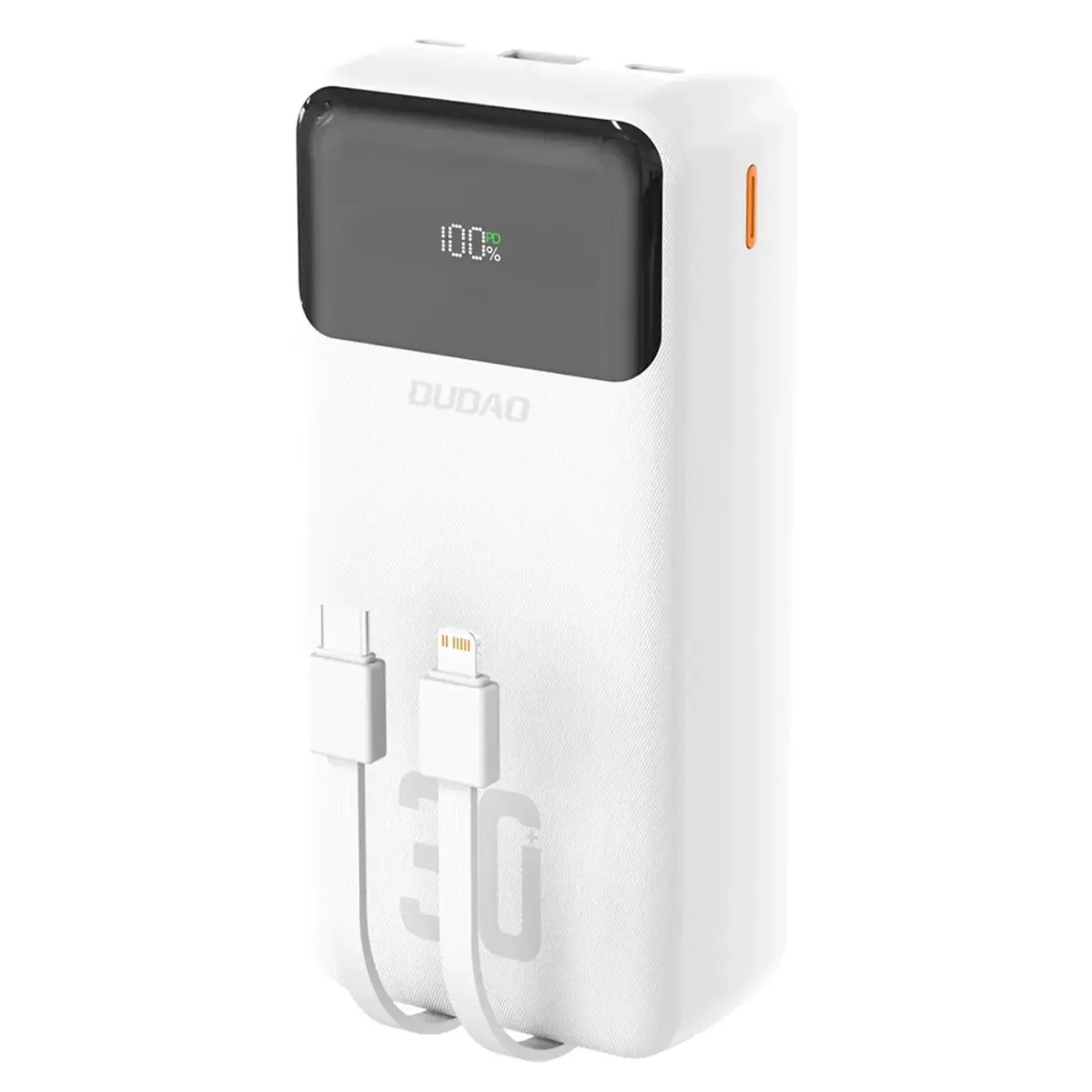 Dudao K15MAX external battery (powerbank) | 30000 mAh | 22.5W | USB-C, Lightning, USB-A | white