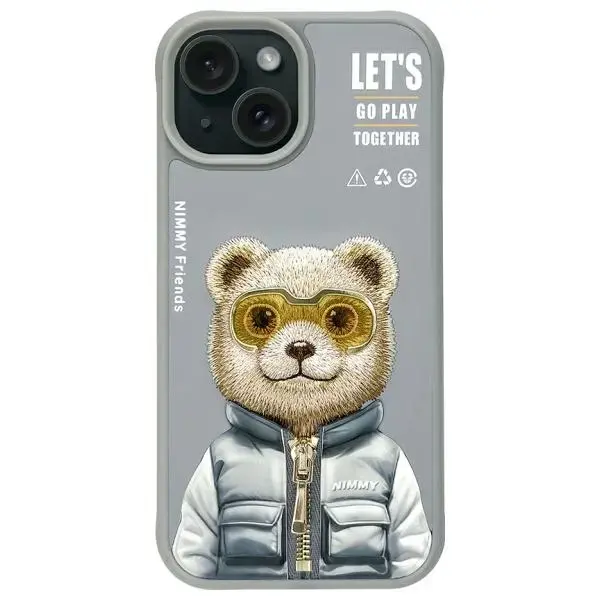 Nimmy etui iPhone 15 6.1" szary|gray      Cool&Cute 2.0 Bear