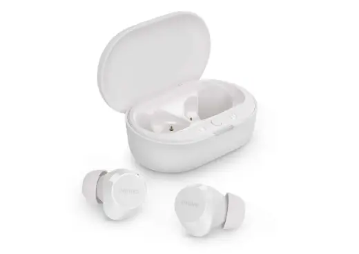 PHILIPS in-ear true bezvadu austiņas ar portatīvo uzlādes ietvaru, baltas