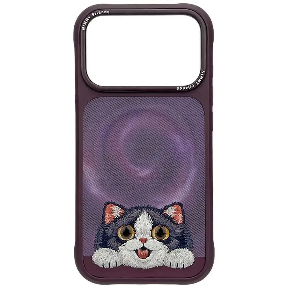 Nimmy case BIG EYED LYING CREAM CAT compatible with MagSafe for IPHONE 18 Pro/17 Pro purple