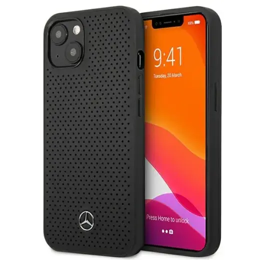 Mercedes MEHCP13MDELBK iPhone 13 6,1" czarny|black hardcase Leather Perforated