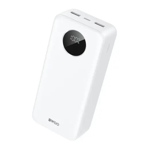 BWOO išorinė baterija (powerbank) | 30 000 mAh | 22.5W | LED ekranas | baltas