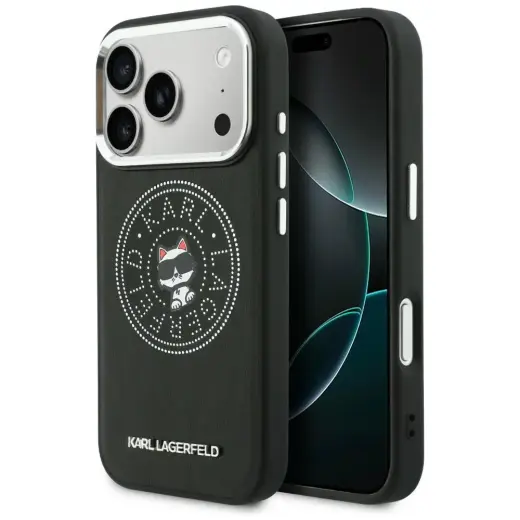 Karl Lagerfeld Point & Choupette Sketch чехол с поддержкой MagSafe для телефона iPhone 17 Pro черный
