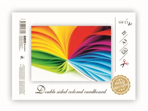 Krāsains kartons SMLT, divpusējs, A3, 160g/m2, 16 loksnes (8 krāsas)