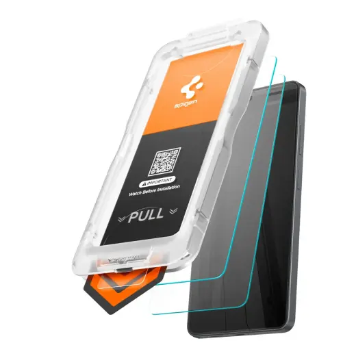 Spigen Glas.Tr Ez Fit Pro HD grūdintas apsauginis stiklas telefonui Galaxy S26 Ultra su montavimo rėmeliu (2 vnt.)