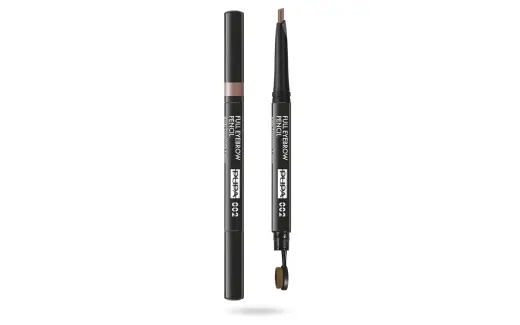 Pupa, Full, Paraben-Free, Definer, Double-Ended, Eyebrow Cream Pencil & Brush 2-In-1, 002, Brown, 0.2 g *Tester