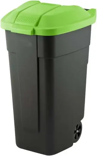 Atkritumu tvertne uz riteņiem 110L melna/zaļa